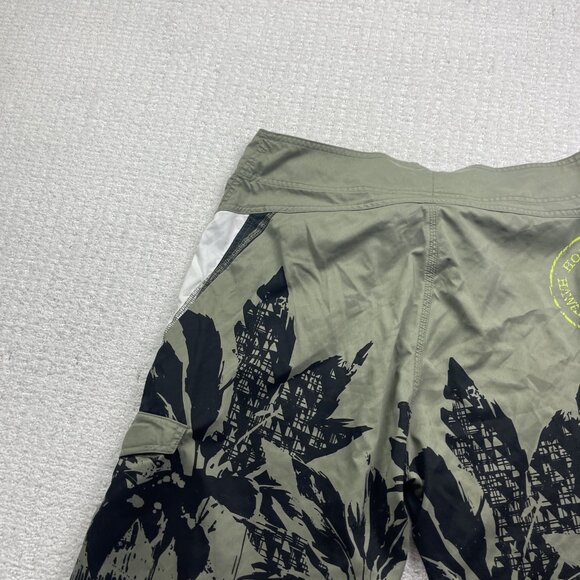 Y2K Ocean Core Board Shorts Men 36 Green Hawaiian Floral Palm tree AOP Swim - Picture 13 of 13